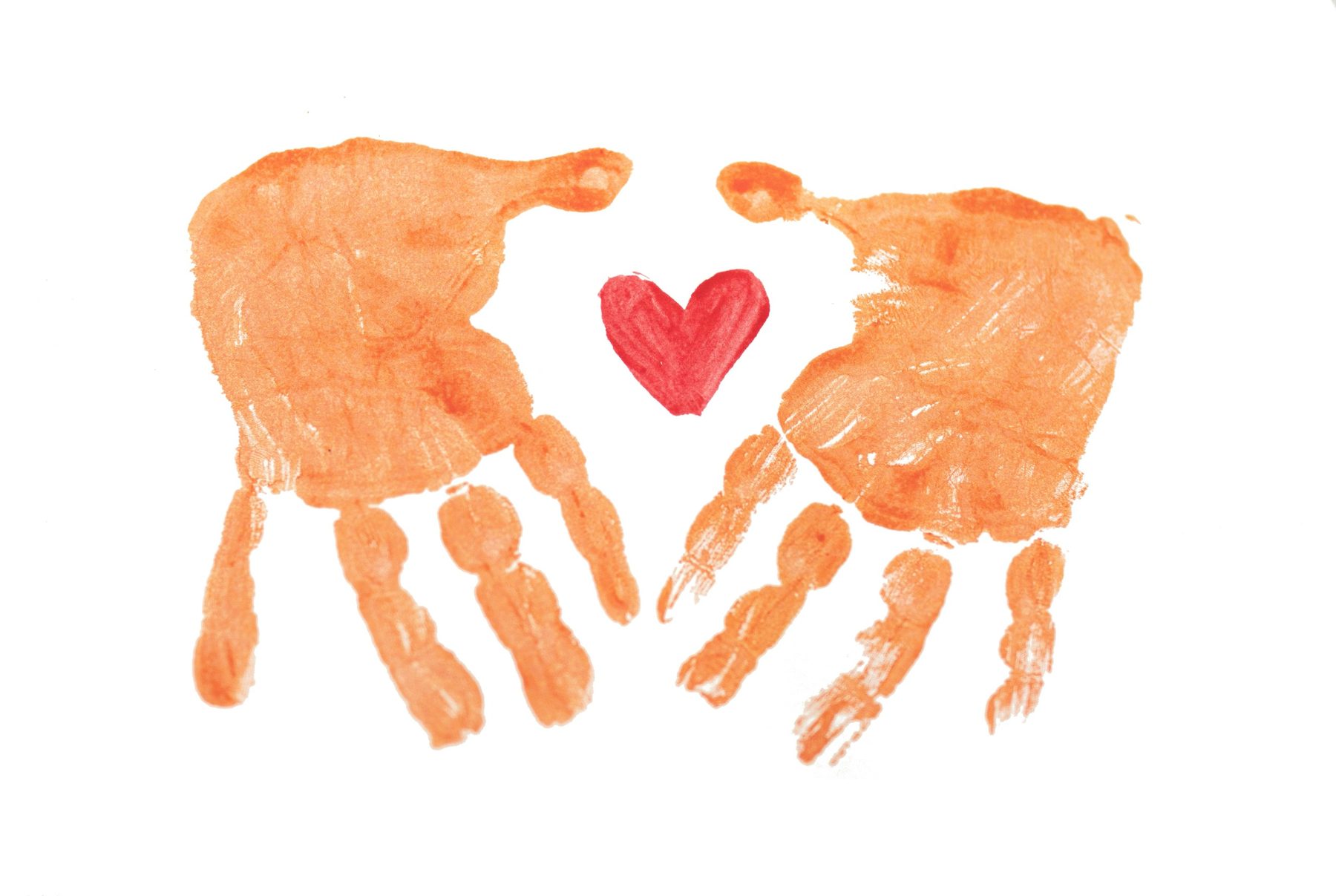 Handprint art made by a Generation Kind kid: small hands, big heart