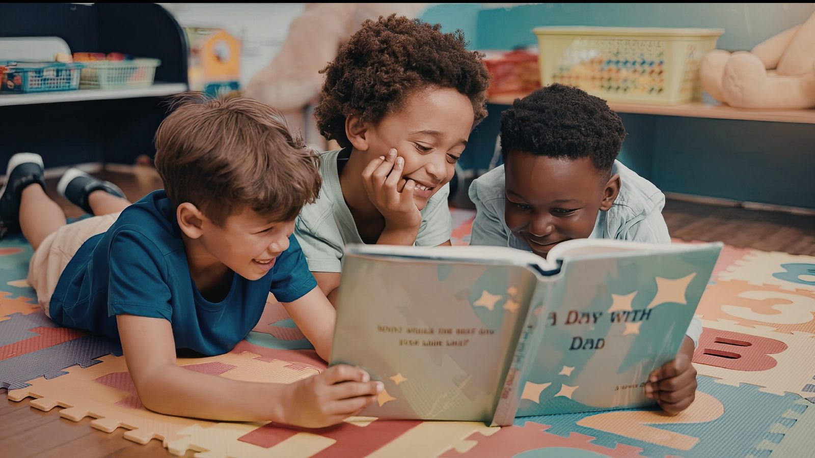 Kids reading a story together
